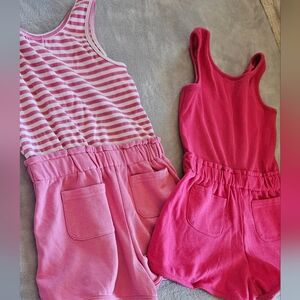 Pink Striped and Solid Romper Set